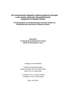 Die transkulturelle Integration außereuropäischer Konzepte in den 2. deutschen Gesundheitsmarkt am Beispiel Shiatsu